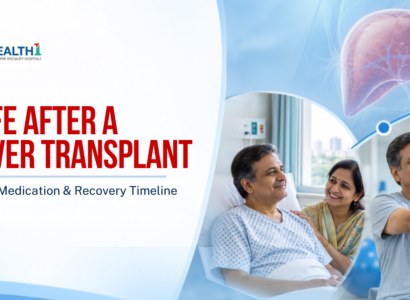 Indian liver transplant patient progressing from hospital recovery to rehabilitation and normal daily life.