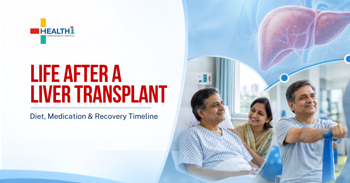 Indian liver transplant patient progressing from hospital recovery to rehabilitation and normal daily life.
