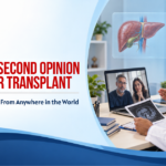 Indian liver transplant specialist reviewing medical reports during an online second-opinion consultation with an international patient.