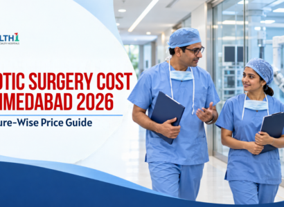 Robotic surgery cost Ahmedabad guide with Indian surgeons and a robotic surgical system at Health1 Hospital
