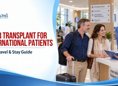 International liver transplant patients speaking with a coordinator at Health1 Hospital, Ahmedabad