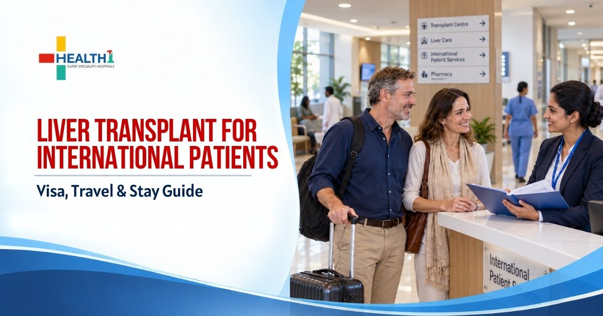 International liver transplant patients speaking with a coordinator at Health1 Hospital, Ahmedabad